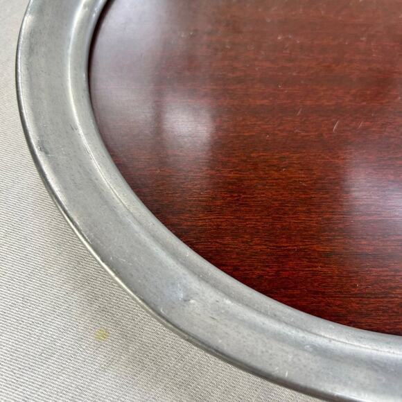 Vintage Pewter & Formica Round Art Deco Cocktail Tray 11.5” Diameter - Picture 7 of 11